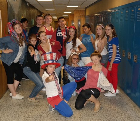 senior red white blue day
