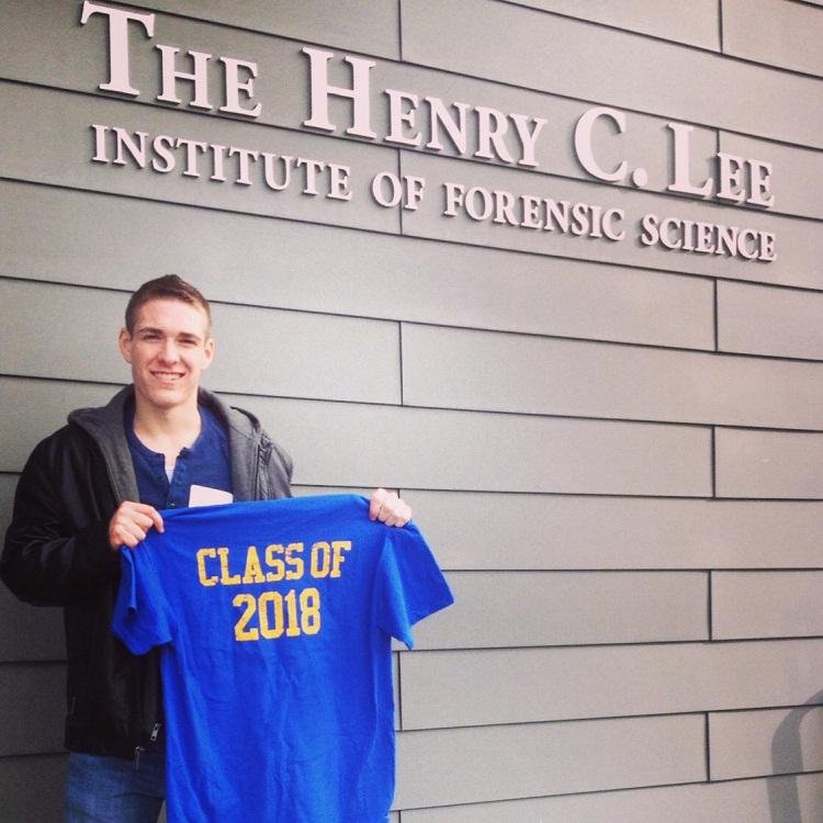 Chase Knepper outside of the University of New Haven.