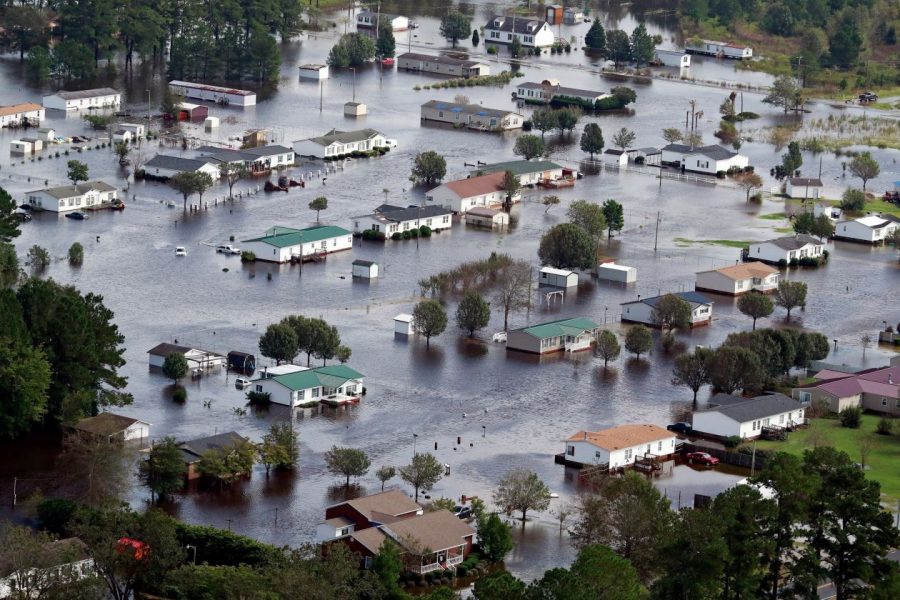 A view of floodwaters from Hurricane Florence on the outskirts of Lumberton, N.C., on Monday