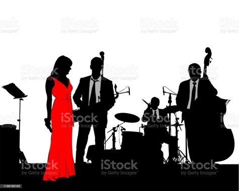 Music man and women whit jazz band at concert