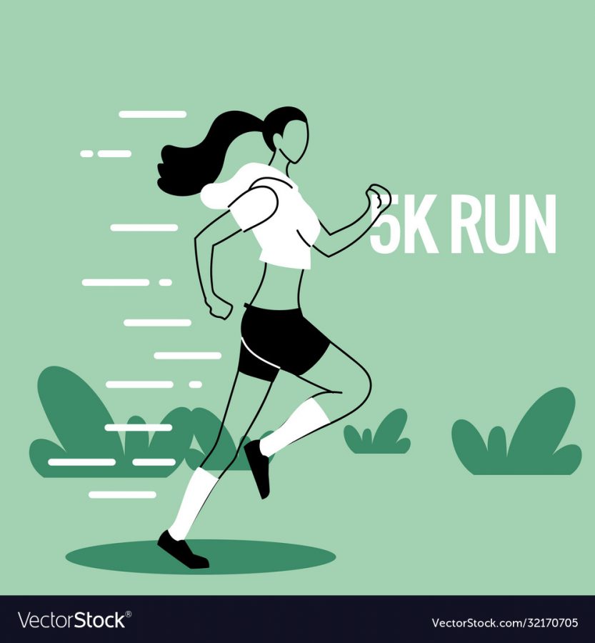 woman avatar running and 5k run vector design design, Marathon athlete training and fitness theme Vector illustration