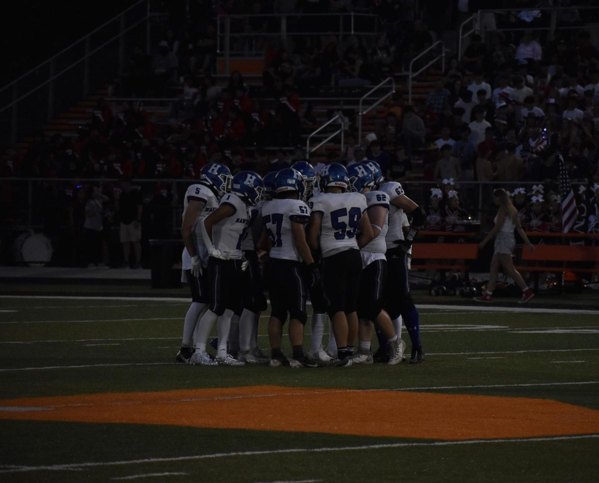 Bears huddled at the 45 yard line during their game at Hasbrouck Heights (Week 2, 2024)